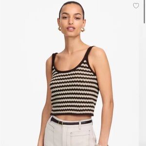 Madewell Brown and Cream Open-stitch Sweater Tank